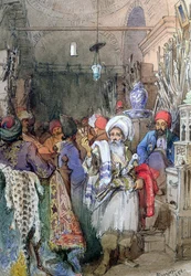 Verkopers in de Overdekte Bazaar, Istanbul, 1851